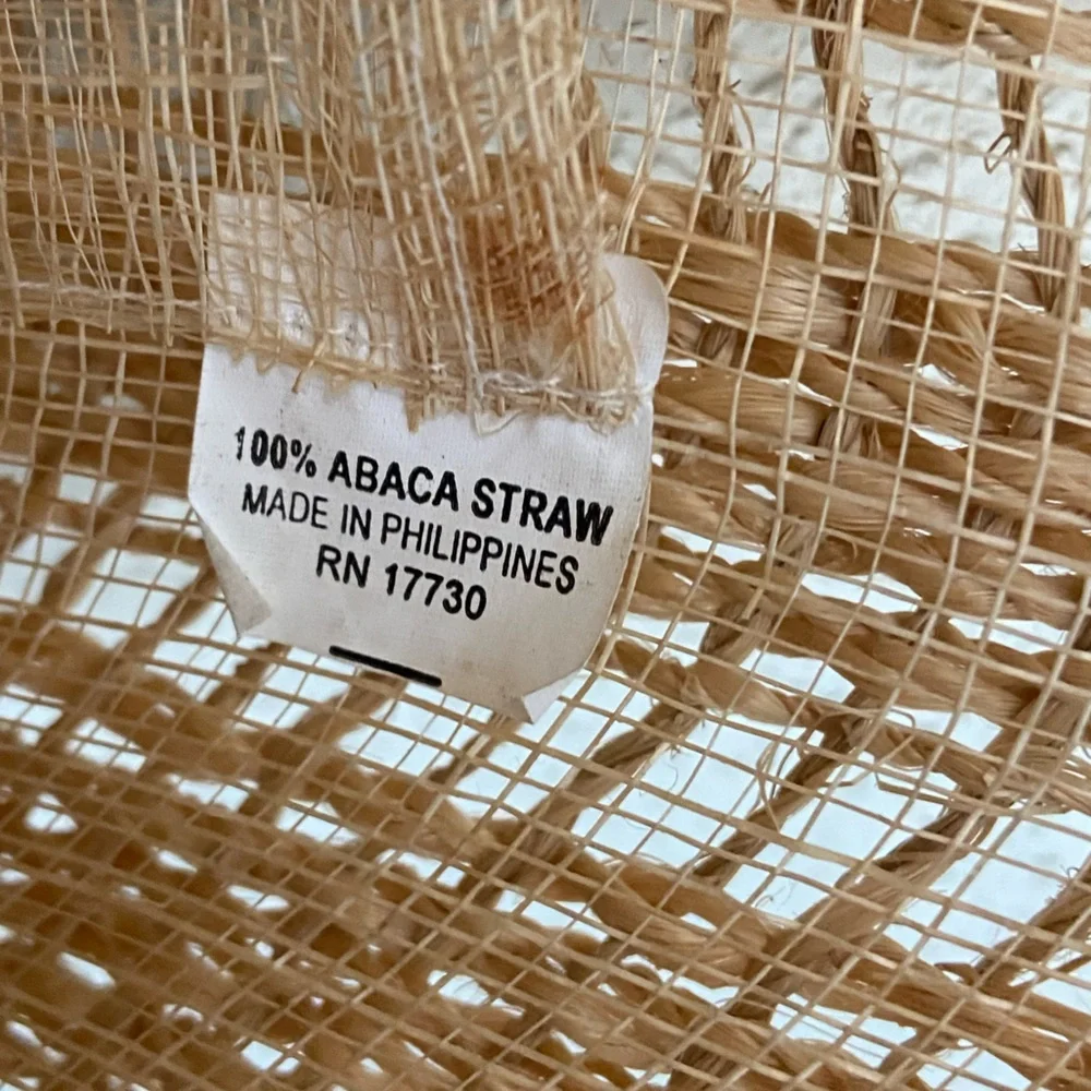 Summer Abaca Straw Medium Tote Bag Leather  Handles Made in Philippines - Picture 6 of 10